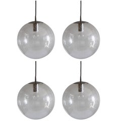 1970s Spherical Mid-Century Clear Bubble Glass Pendant Light by Peill 
Putzler