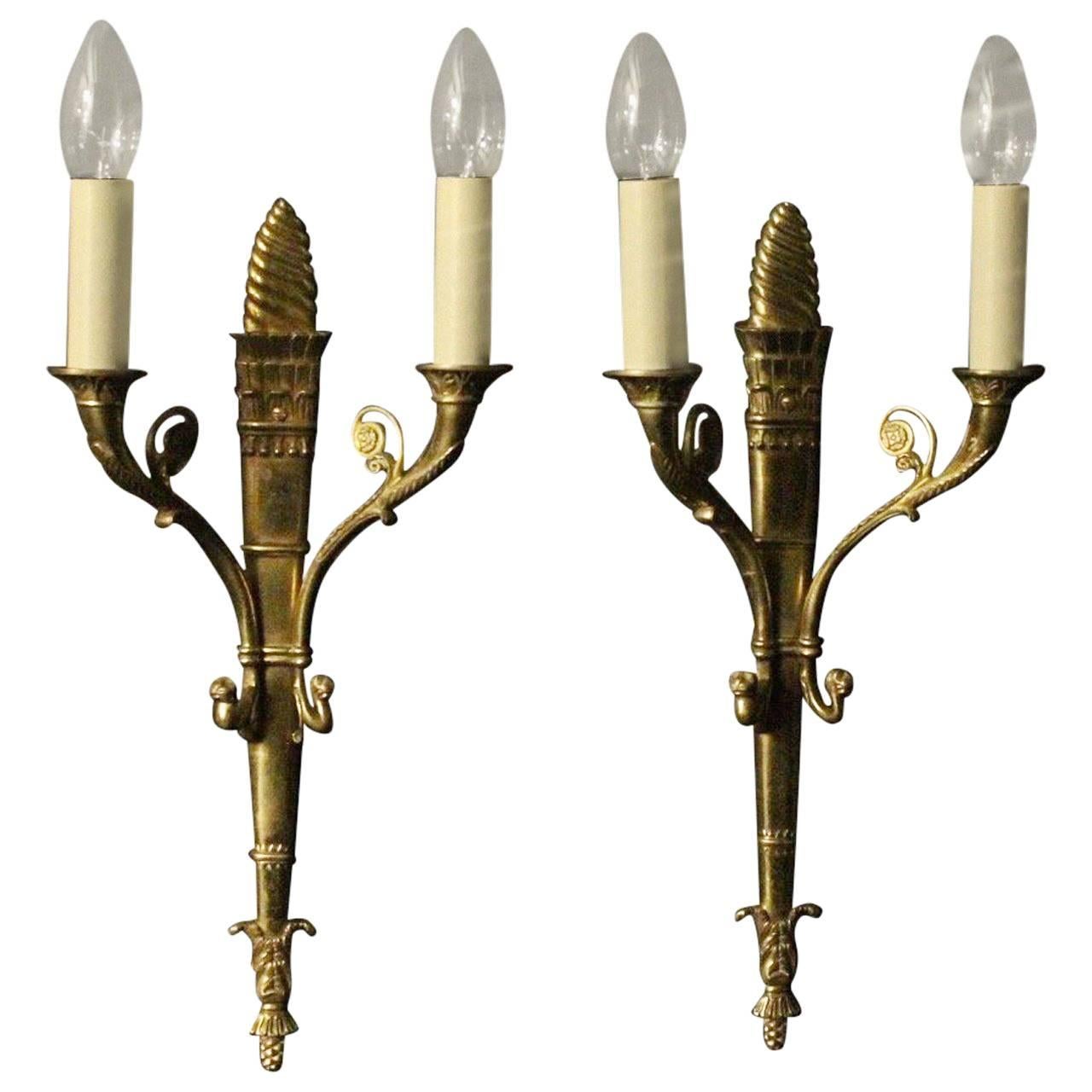 19th Century French Pair of Gilded Antique Wall Lights