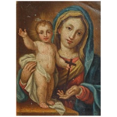 18th Century Oil Painting Madonna and Child 