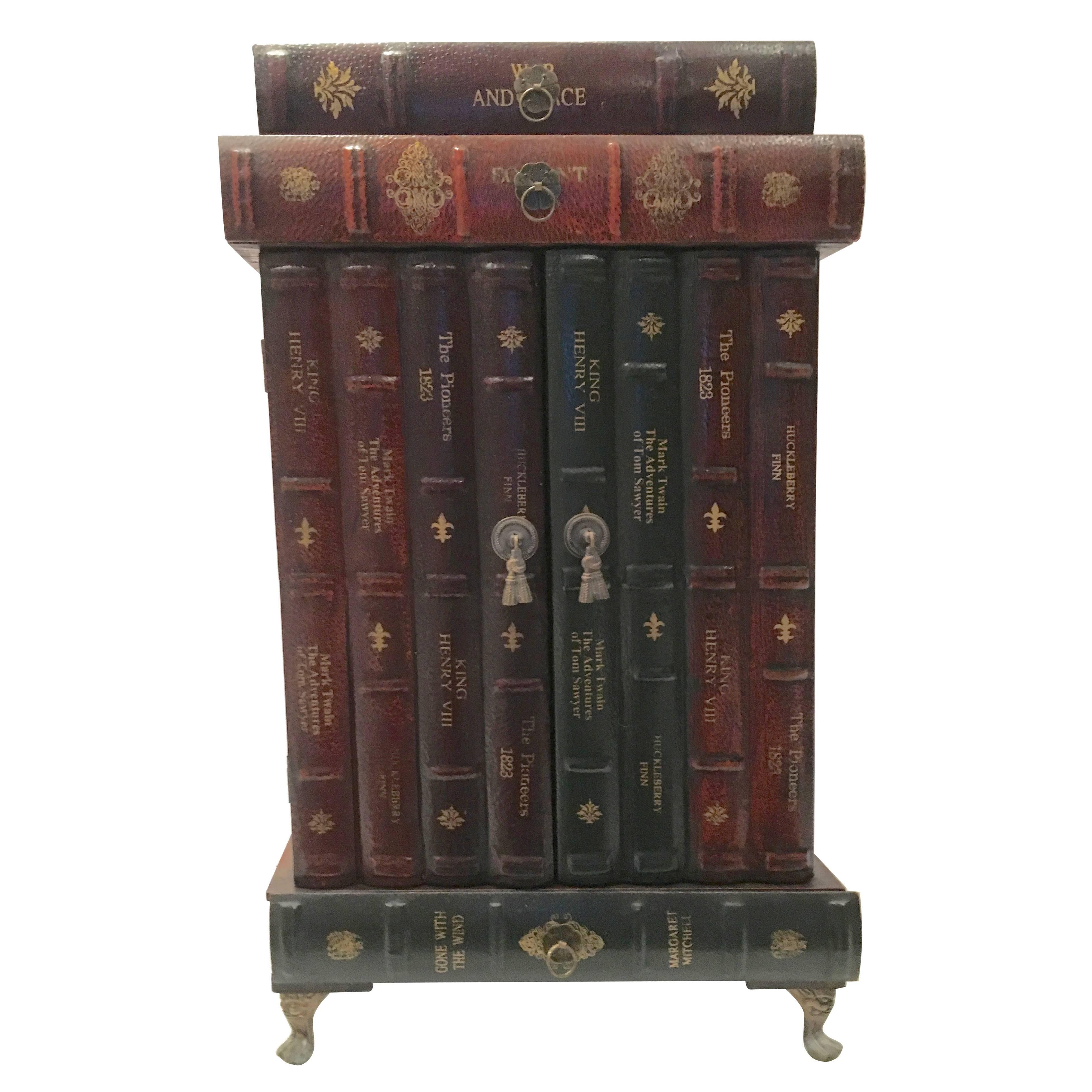 Whimsical Stack of Books Motif Side Cabinet Table
