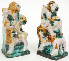 1930s Wiener Werkstatte Style Lion Earthenware Bookends
