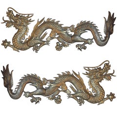 Pair of Opposite Facing Bronze Dragons