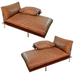 Vintage 1970s Leather Italian Day Beds Citterio and Nava for B&B Italia