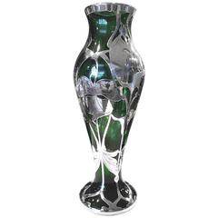 Fabulous Art Nouveau Silver Overlay Vase c. 1900