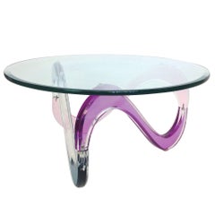 Shlomi Haziza Color Acrylic Infinity Cocktail Table with Bevelled Glass Top