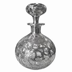 Antique Art Nouveau Silver Overlay Perfume Bottle c. 1900