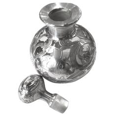 American Art Nouveau Silver Overlay Perfume Circa 1900