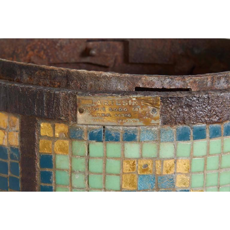 French Art Deco Illuminated Bronze & Mosaic Decorative Pond by Artesia, c. 1930s 4