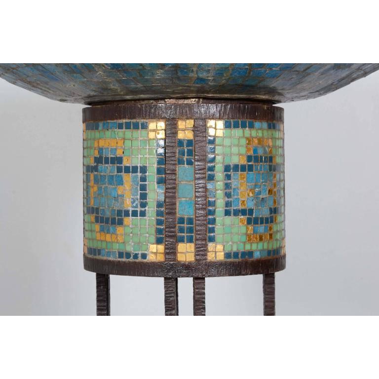 Mid-20th Century French Art Deco Illuminated Bronze & Mosaic Decorative Pond by Artesia, c. 1930s