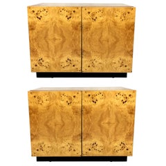 Pair of Olive Burl Nightstands by Lane, in the style of Milo Baughman