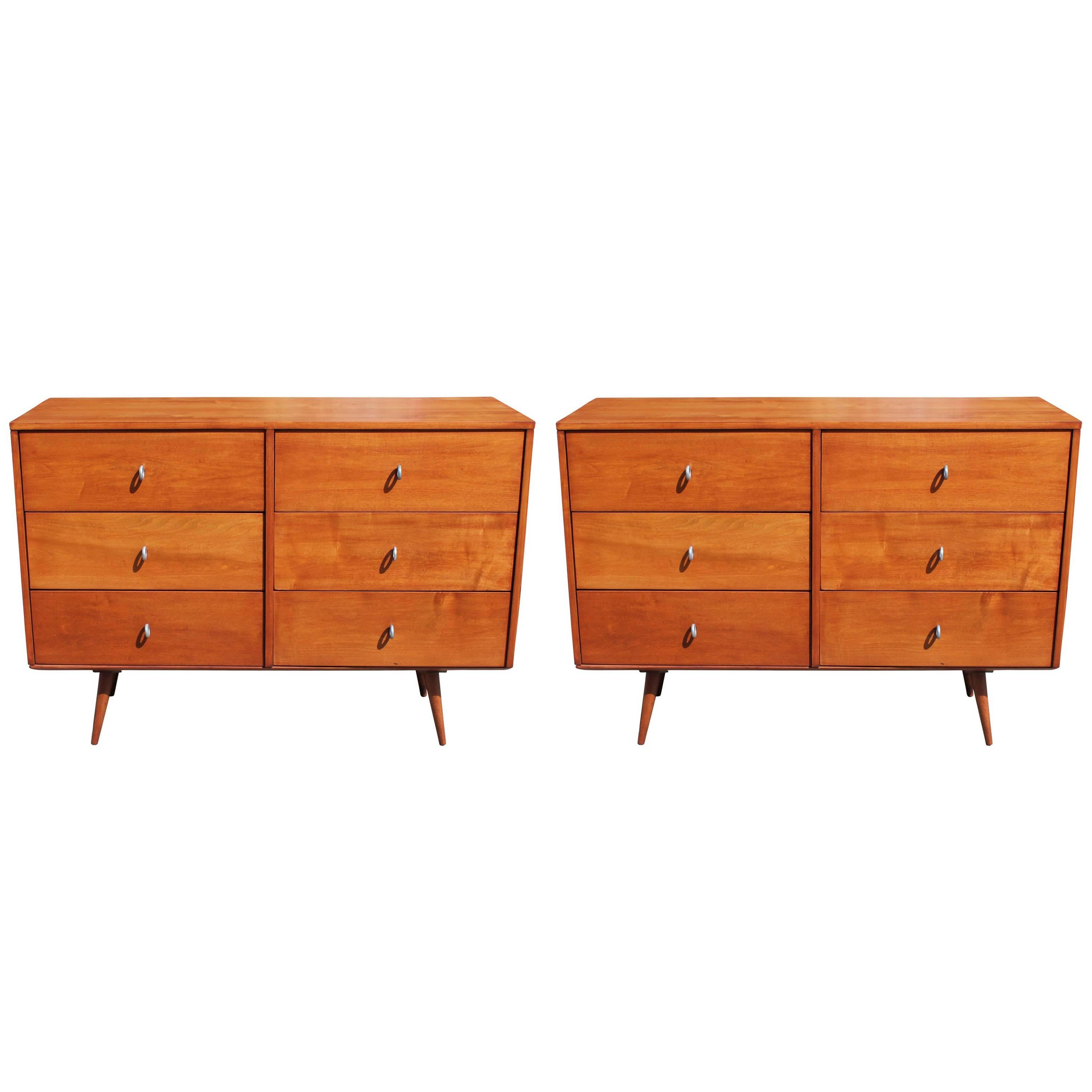 Pair of Modern Paul McCobb for Planner Group Six-Drawer Maple Dressers or Chests