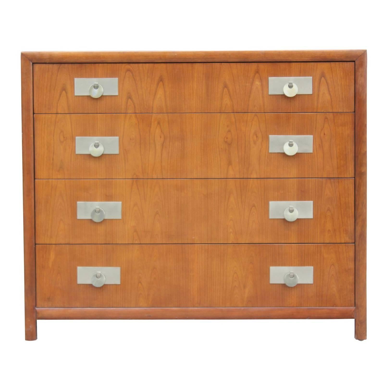 Modern Michael Taylor for Baker Furniture Four-Drawer Walnut Chest or Dresser
