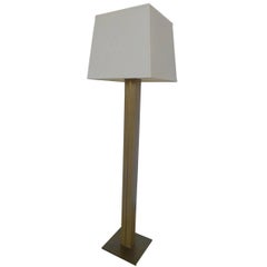 Karl Springer Mid-Century Linen and Brass Floor Lamp