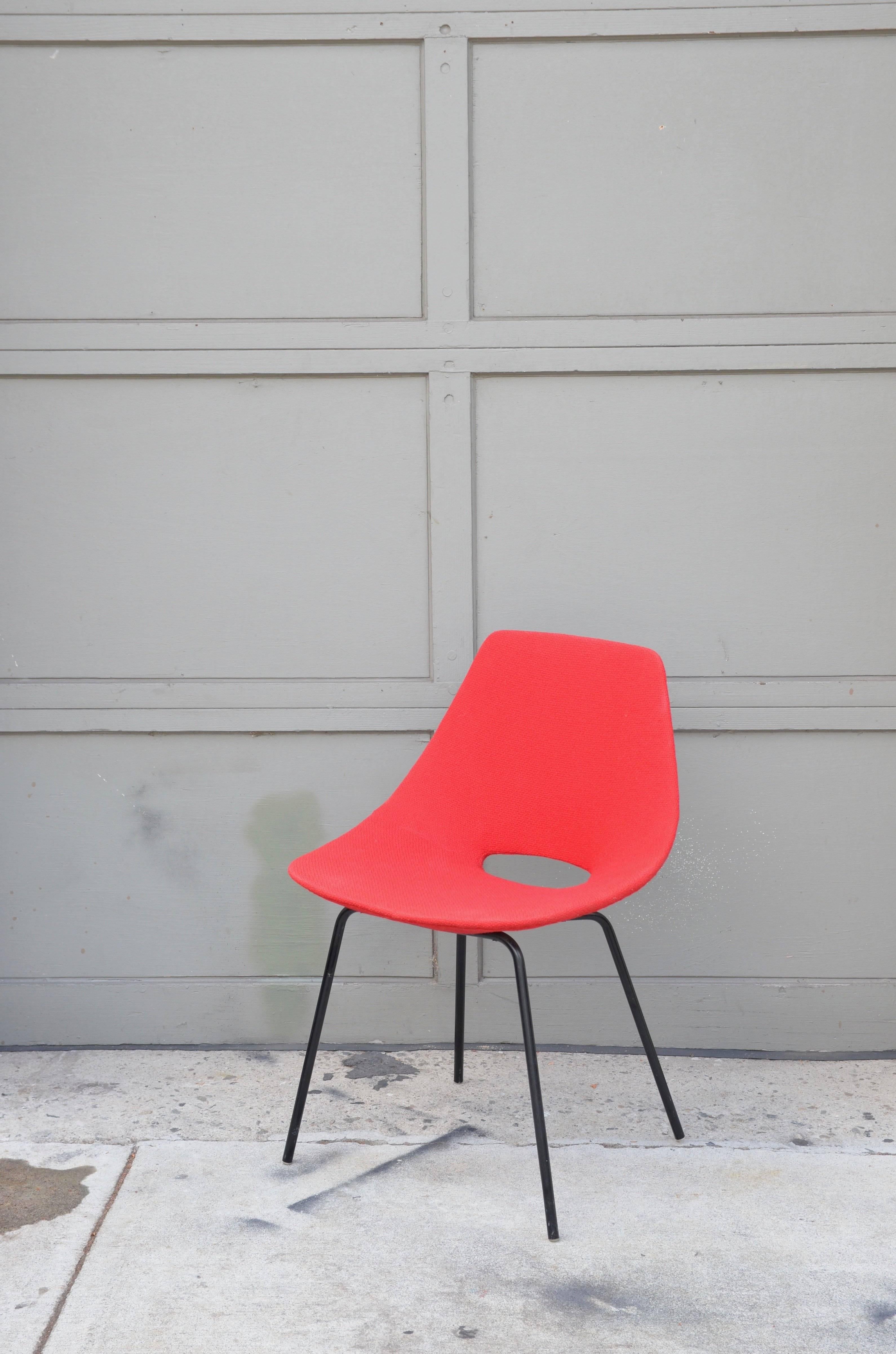 Very clean pair of all-original bent plywood and fabric Tonneau chairs by Pierre Guariche. For Steiner, Paris. Circa 1955.

Early years

Pierre Guariche was born in 1926, son of a family of Parisian goldsmiths. He studied at the École nationale