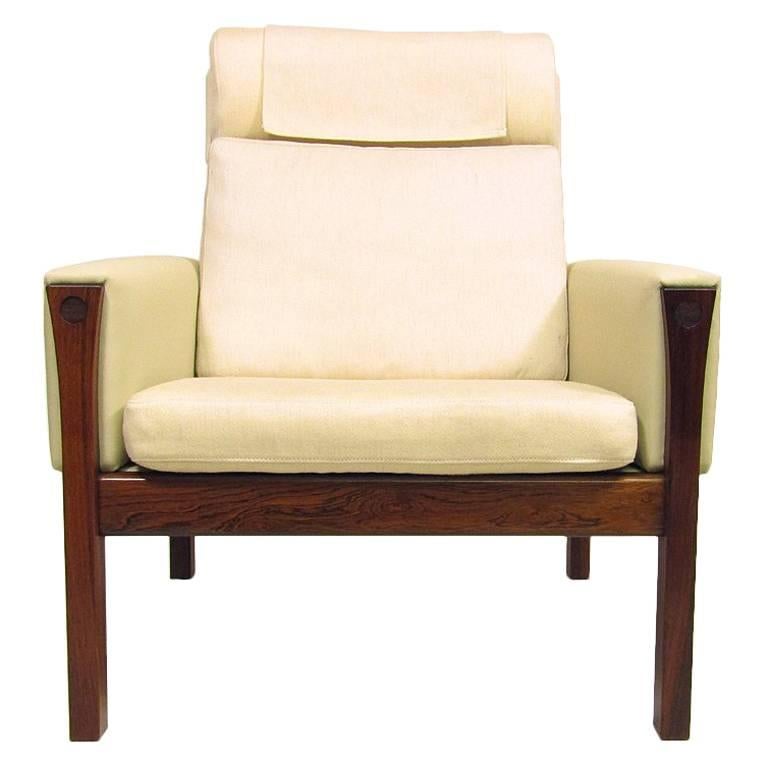 1960s High Back Lounge Chair in Rosewood by Hans Wegner For Sale