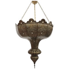 Antique Moroccan Brass Moorish Chandelier in Alberto Pinto Style