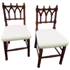 Handsome Pair of Gothic Revival Hall Chairs, circa 1840