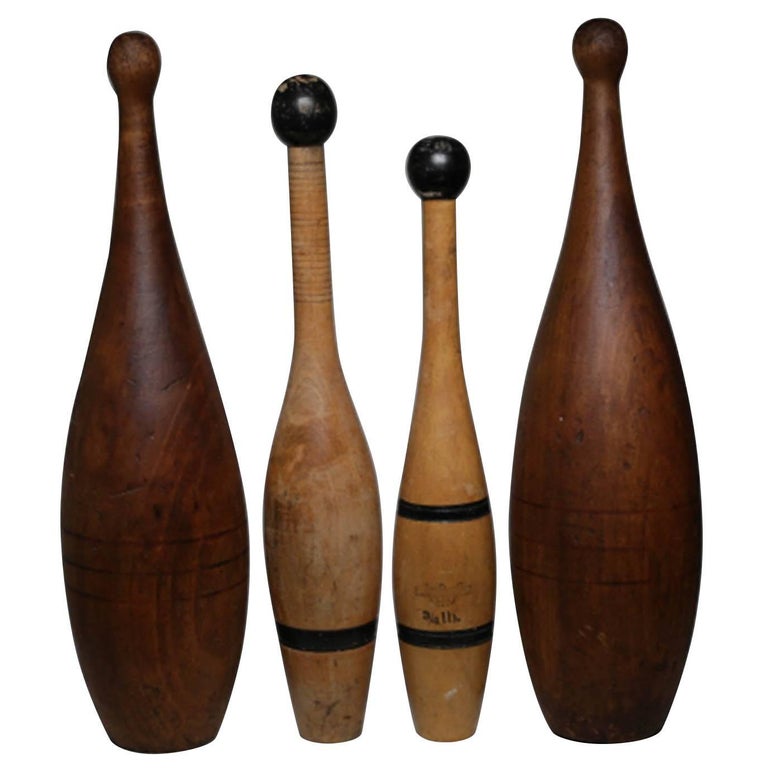 Antique Wooden Bowling Pins, Pair at 1stdibs