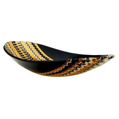 Italian Art Deco Design Black White and Gold Murano Glass Modern Centerpiece