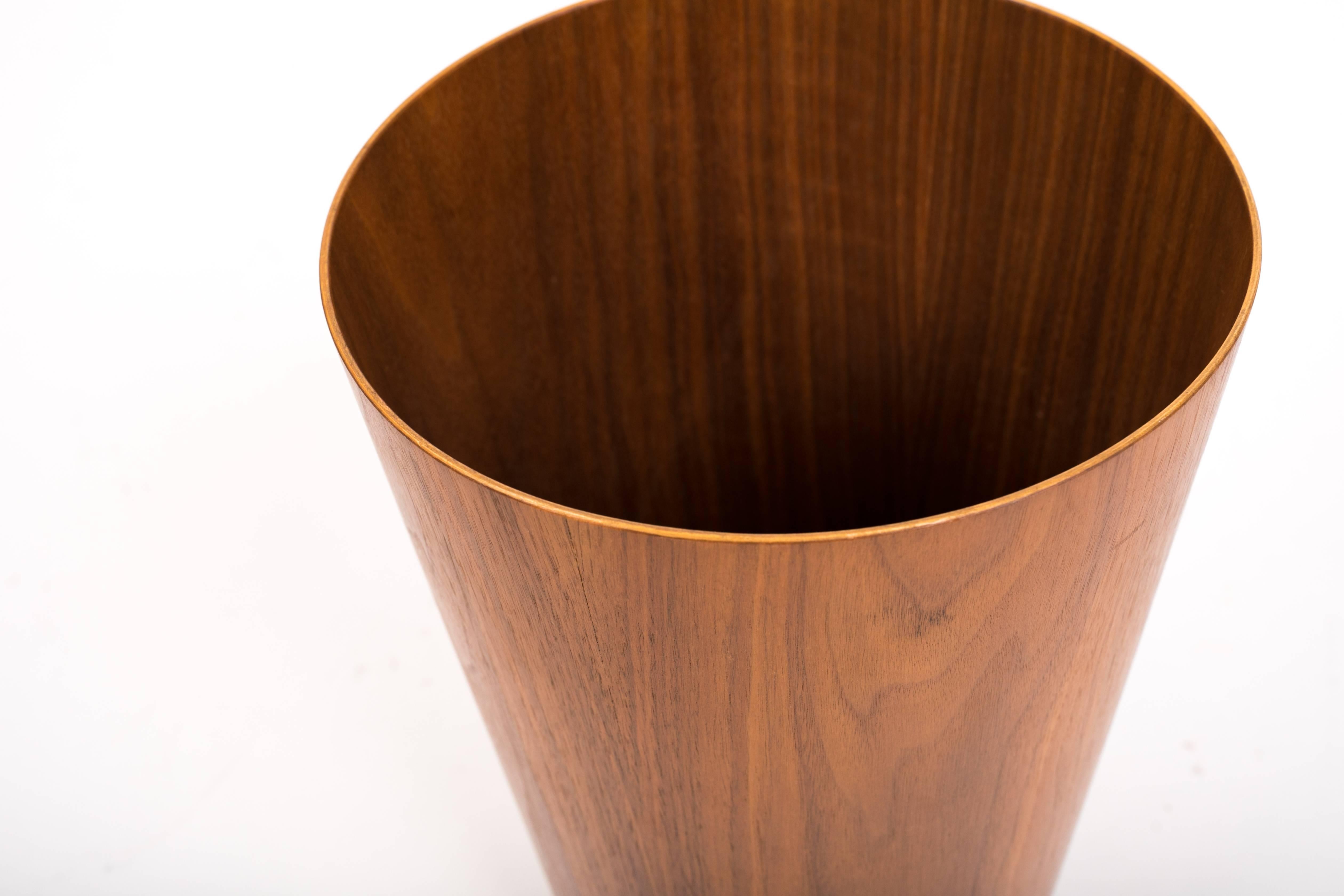 Swedish Tall Scandinavian Modern Teak Wastebasket by Rainbow Wood Products