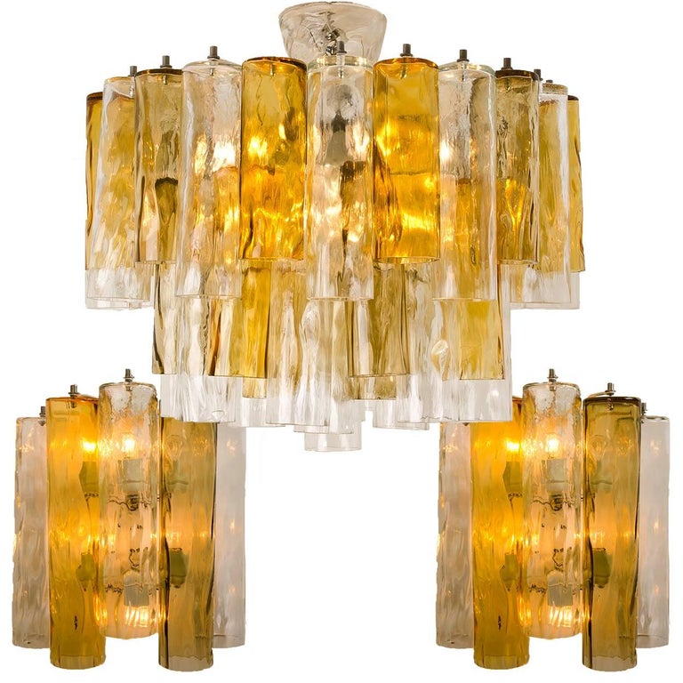 Set of Extra Large Barovier Toso Light Fixtures, Two Wall Lights, One Chandelier For Sale at 1stdibs