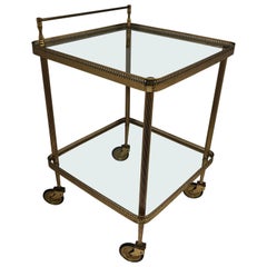 Italian Mid-Century Modern Square Brass Bar Cart Italian Mid-Century Modern Square Brass Bar Cart