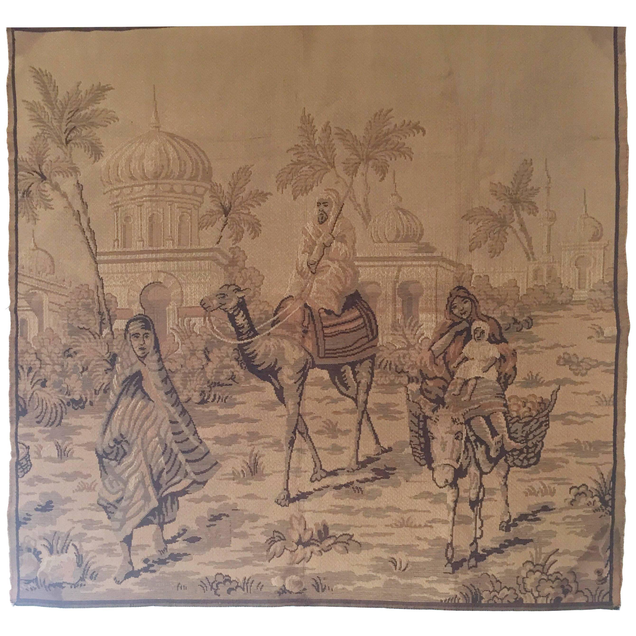 Wandteppich mit einer orientalistischen Szene und maurischer Architektur aus dem 19. Jahrhundert
