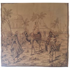 Vintage Tapestry with an 19th Century Orientalist Scene and Moorish Architecture