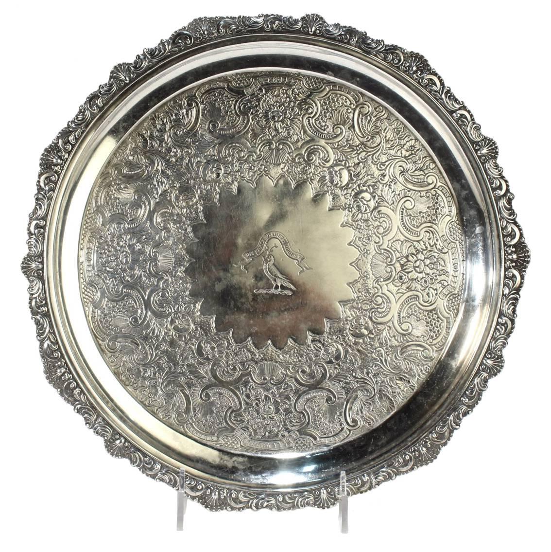 Antique Crested Scottish Sterling Silver Salver or Tray by George McHattie