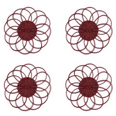 Handwoven Wicker Placemats in Balmoral Red, Set of Four
