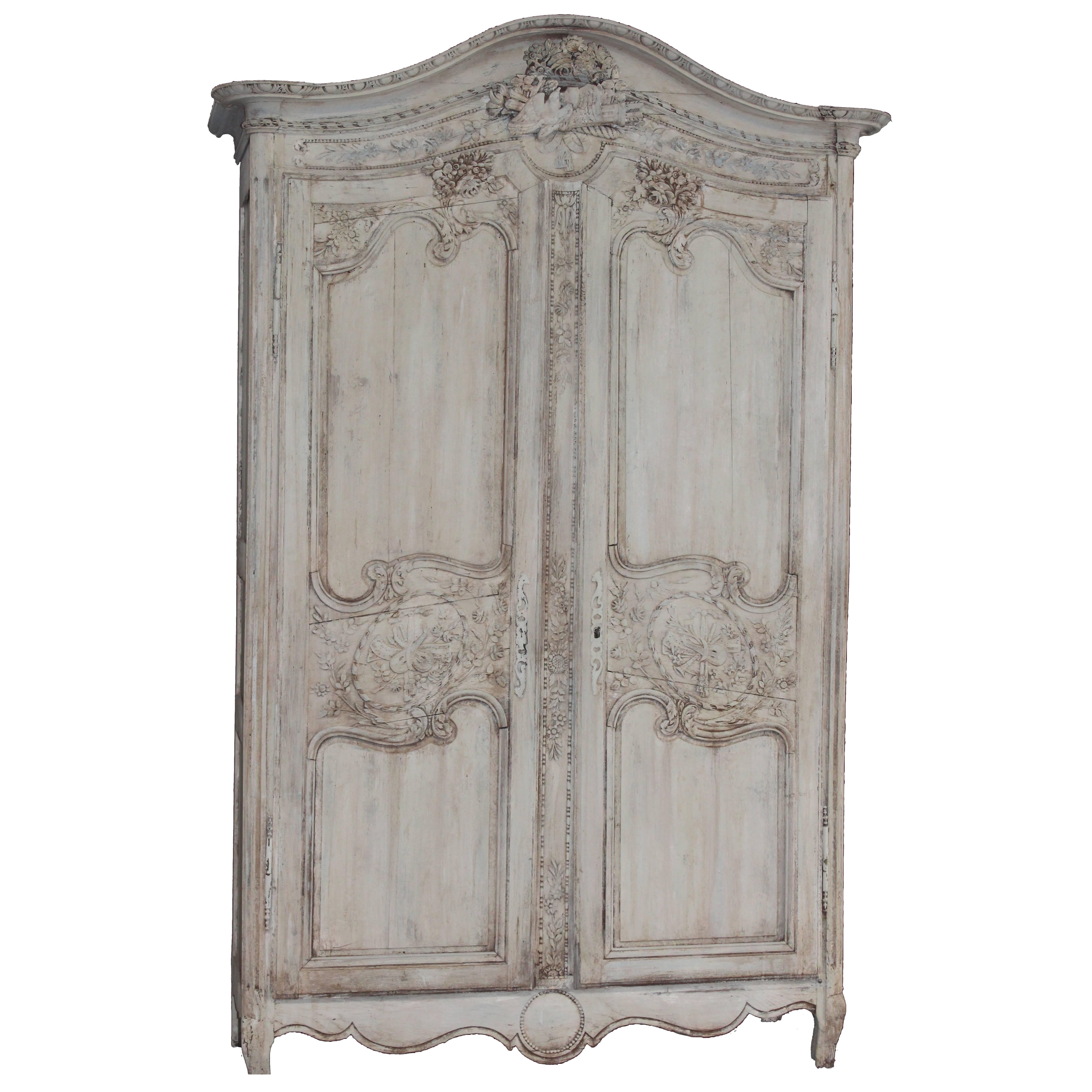 18th Century Fine Carved Wedding Armoire from Normandy 