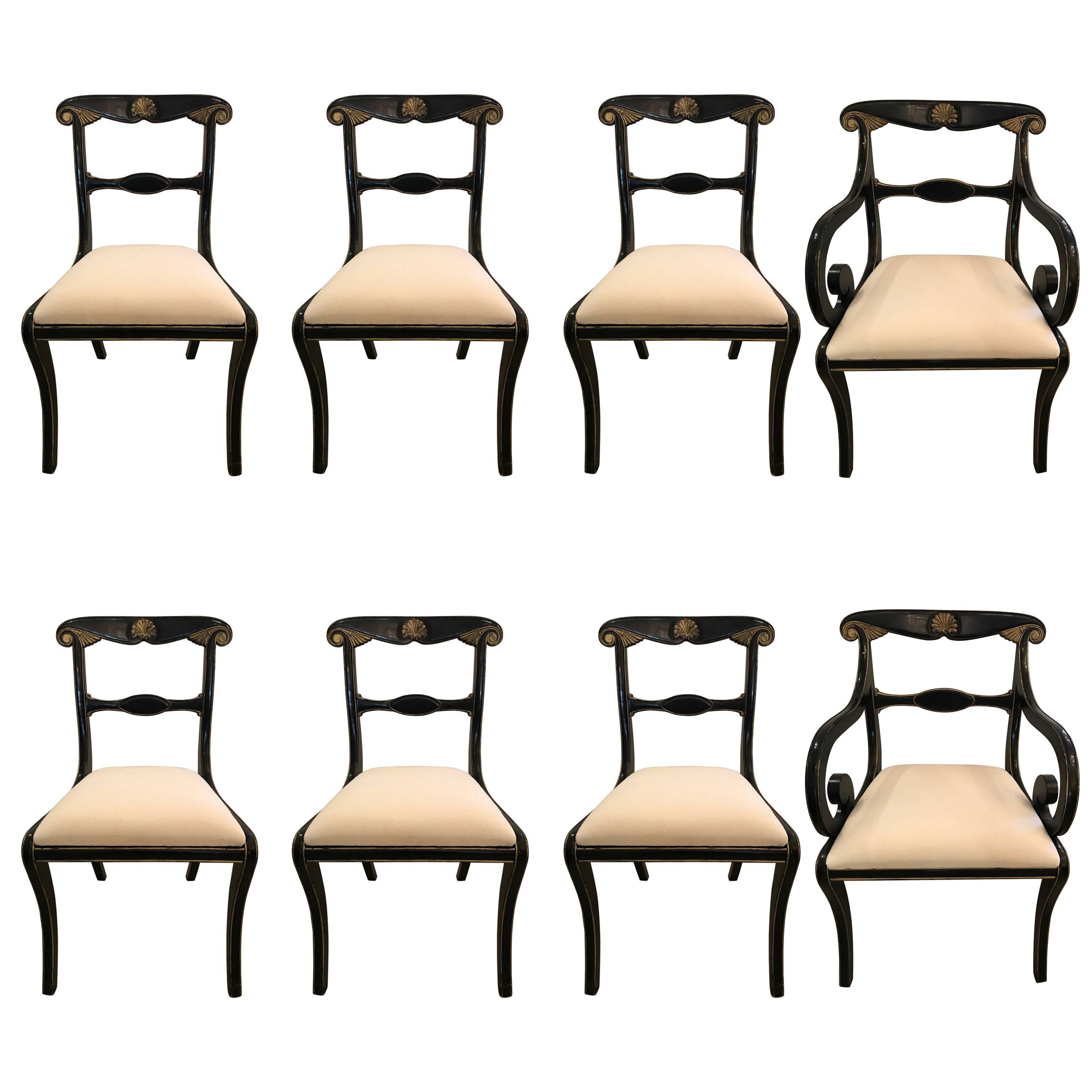 Classically Elegant Set of Eight Regency Style Dining Chairs by Kittinger