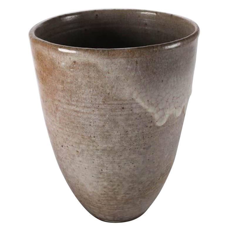Mid-Century Modern Hand-Thrown Drip Glaze Oversize Vase