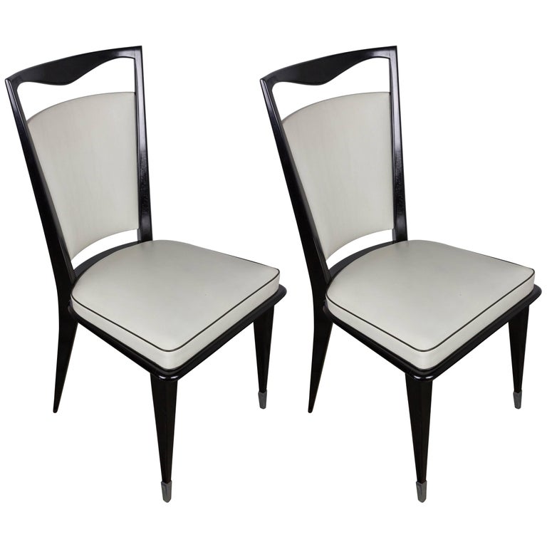 Pair of French MidCentury Modern Side Chairs at 1stDibs