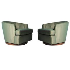 Milo Baughman Gliding / Swivel Barrel Back Club Chairs 1