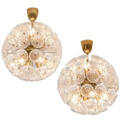 Pair of Brass and Crystal 
Flower
 Sputniks