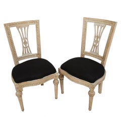 Pair of Richly Decorated Lindome Chairs in Original Colour, Sweden, circa 1800