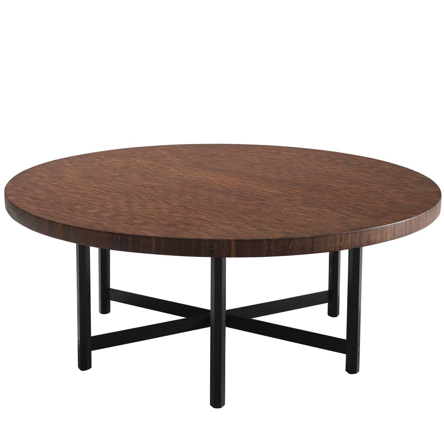 Large Jules Wabbes Wenge Table with Hexogonal Frame