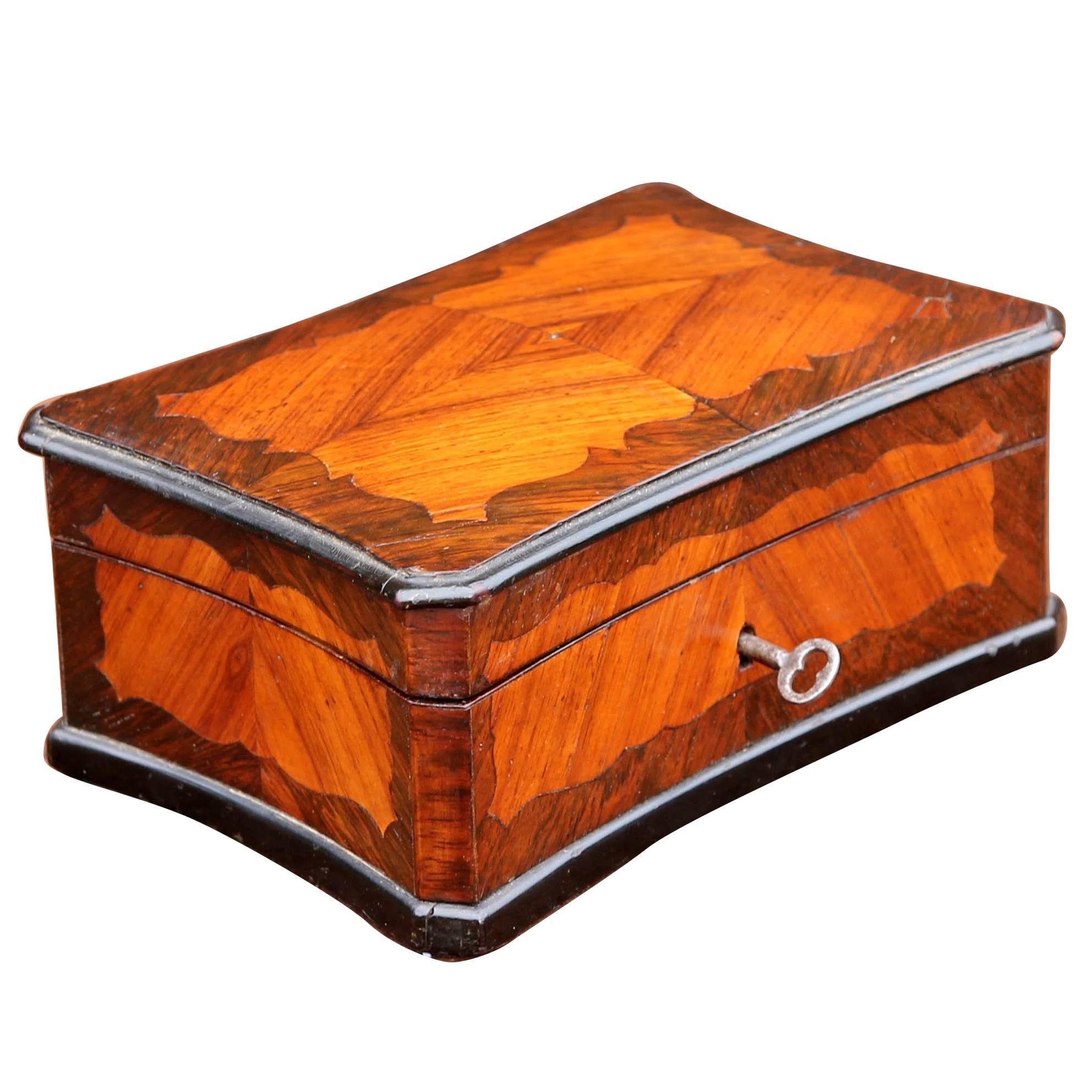 French Inlaid Rosewood Jewelry Box 