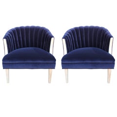 Pair of Modern Channel Back Lounge Chairs