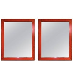Pair of Large Mirrors Painted in Red, Mid-20th Century