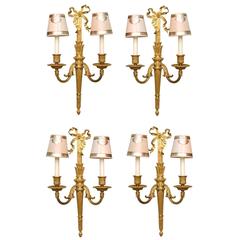 Exquisite Set of Four Gilt Bronze Sconces by E.F. Caldwell