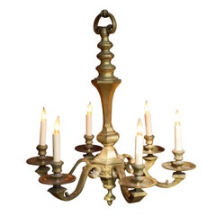French 1940s Bronze Six-Armed Chandelier