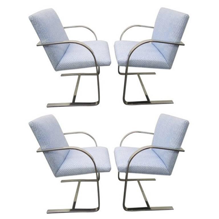 Set of Four Milo Baughman Chrome Dining Chairs Mid-Century Modern
