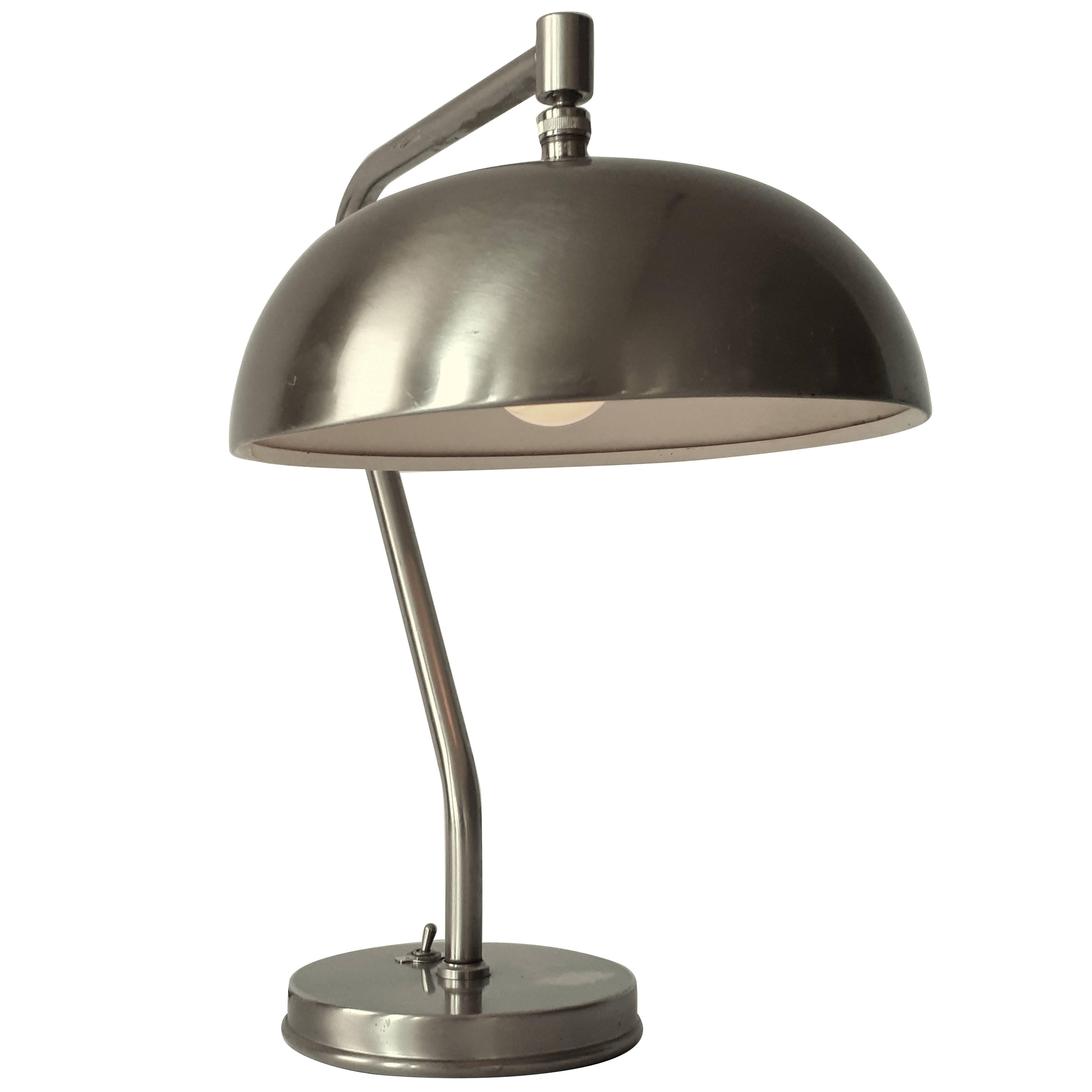 1950s Laquered Brushed Steel Table Lamp, USA