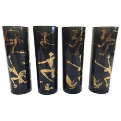 The Collective Josephine Baker Exotic African Dancers Gold and Black Barware 1950s