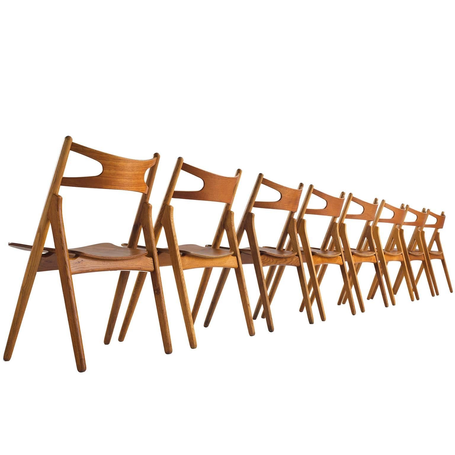 Hans J. Wegner Restored Set of Eight Matching Sawbuck Chairs