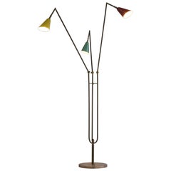 Italian Multicolored Floor Lamp with Brass and Marble For Sale at 1stDibs