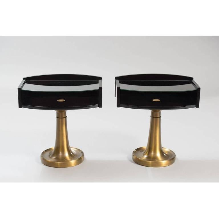 Lacquered Pair of Italian Nightstands