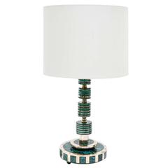 Pepe Mendoza Style Malachite & Brass Table Lamp